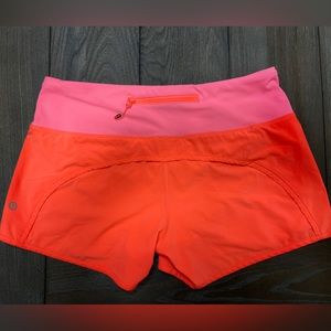 neon pink lulu athletic shorts